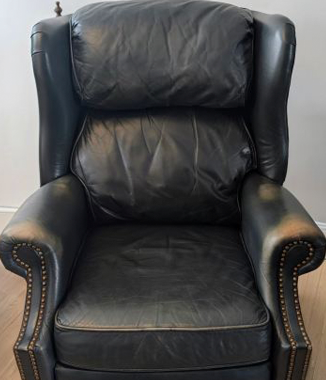 Leather chair after cleaning by Next Level Clean in Winnipeg